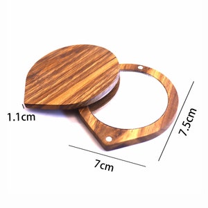 Miroir de maquillage pour femme de poche en bois personnalisé fait main, Petit miroir, Miroir portable, Miroir de beauté rotatif, Magnétique portable, Cadeau pour maman Zebrawood