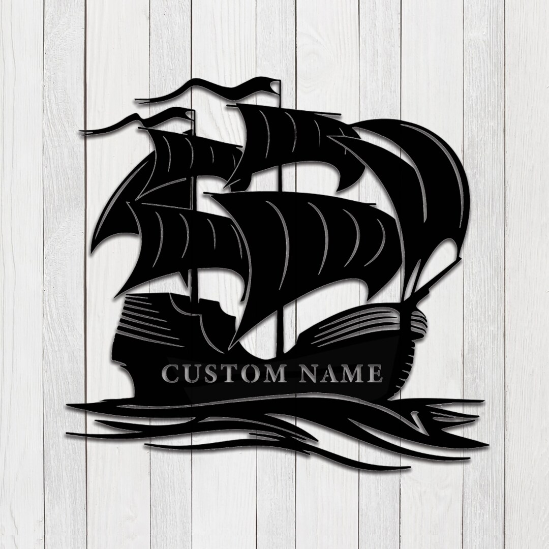 Custom Pirate Ship Metal Wall Art, Personalized Name Sign, Home Decor