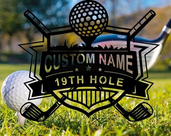 Personalized 19th Hole Metal Decor Sign, Custom Golf Name Metal Wall Art Sign, Indoor Outdoor Sign, Golfer Lovers Gift, Sports, Dad Gift