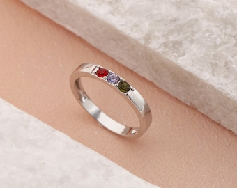 Custom Multiple Birthstone Ring,Proposal Ring,Couple Ring,Handmade Round Birthstone Ring,Minimalist Birthstone Ring,Valentine&#39;s Day Gifts