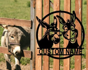 Custom Donkey Metal Wall Art Name Sign, Personalized Donkey Metal Wall Decor, Donkey Decor, Donkey Farm Gift, Farmhouse Decor, Housewarming