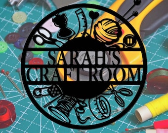 Custom Craft Room Metal Wall Art Name Sign, Personalized Craft Room Metal Wall Decor, Craft Room Hanging Sign, Home Decor, Gift for Mom