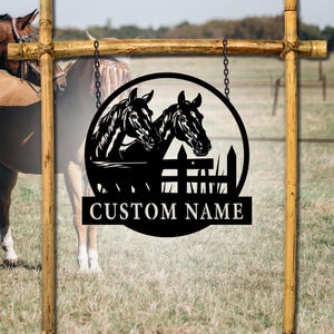 Personalized Horse Metal Sign, Farmhouse Wall Art Decor, Custom Farmer Name Metal Hanging Sign, Farm Address Sign, Farmer Gift, Custom Craft