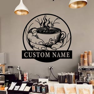 Benutzerdefinierte Kaffeebar Name Metall Wand Kunst Zeichen, personalisierte Kaffee Bar Zeichen, benutzerdefinierte Kaffee Liebhaber Dekor, Küchenwanddekoration, Geschenk für Papa