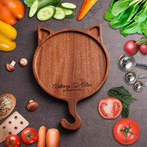 Personalized Pizza Board, Custom Cat Pizza Tray Name, Cutting Pizza Board Platter, Personalized Pizza Lover Gift Wooden, Christmas Gift
