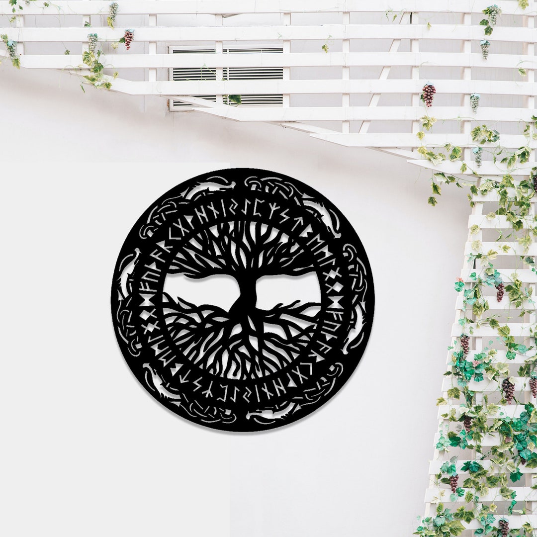 Viking Decorations Viking Metal Wall Art Scandinavian Decorations Black Scandinavian Viking Rune ...