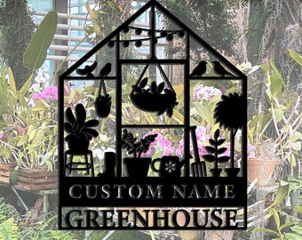 Personalized Garden Metal Sign, Personalized Greenhouse Name Sign, Metal Garden Decor, Metal Yard Decor, Wall Hanging, New House Gift