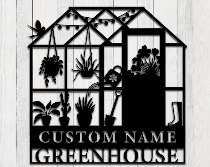 Personalized Garden Metal Sign, Personalized Greenhouse Name Sign, Metal Garden Decor, Metal Yard Decor, Wall Hanging, New House Gift