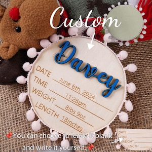 Carte commémorative en bois personnalisée pour nouveau-né, date de naissance, prénom, date de naissance, bricolage, accessoire photo pour bébé, plaque de naissance