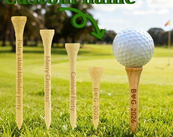 Tee da golf personalizzato con intaglio, tee in legno di bambù naturale con nome personalizzato, palla di bambù per il tuo ragazzo o marito, matrimonio, regalo di San Valentino
