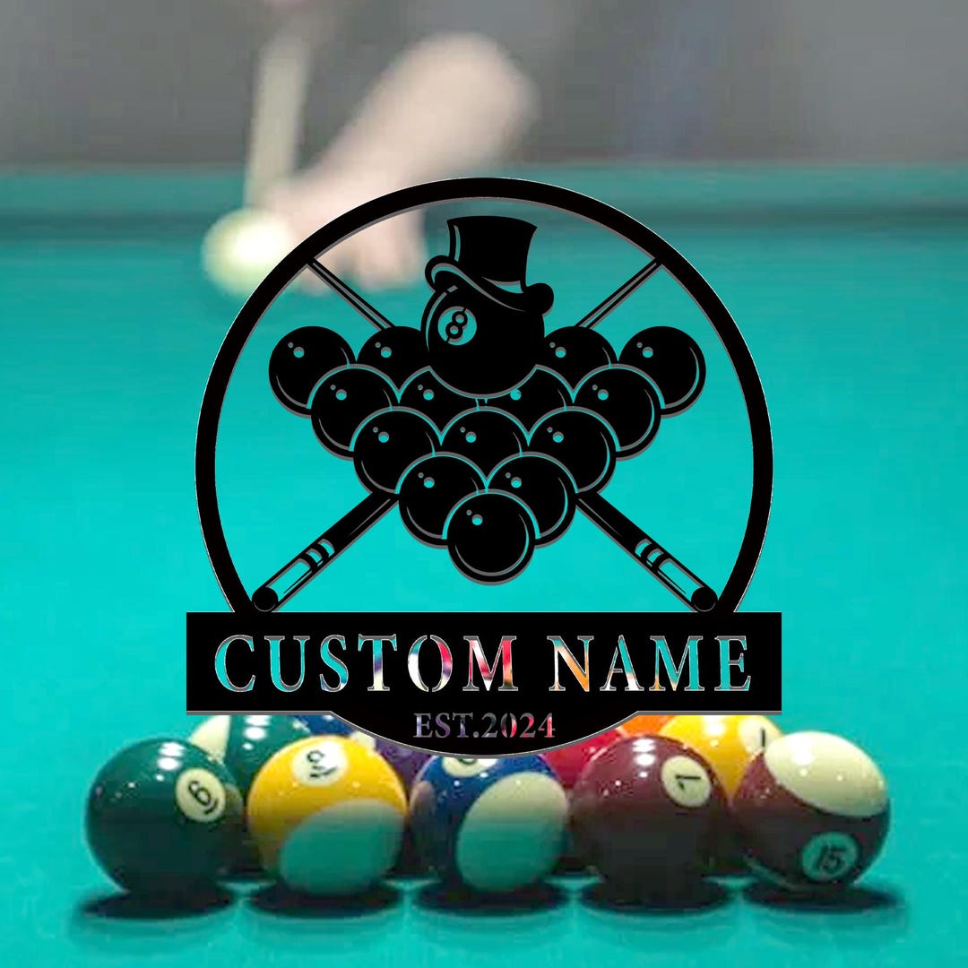 Custom Billiard Metal Wall Art Sign, Pool Hall Decor, Personalized Game ...