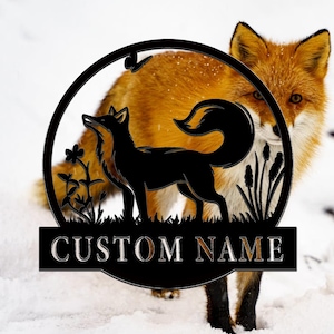 Custom Fox Animal Metal Wall Art Sign, Fox Lover Sign, Metal Wall Decor, Personalized Fox Metal Sign, Outdoor Sign, Housewarming Gift