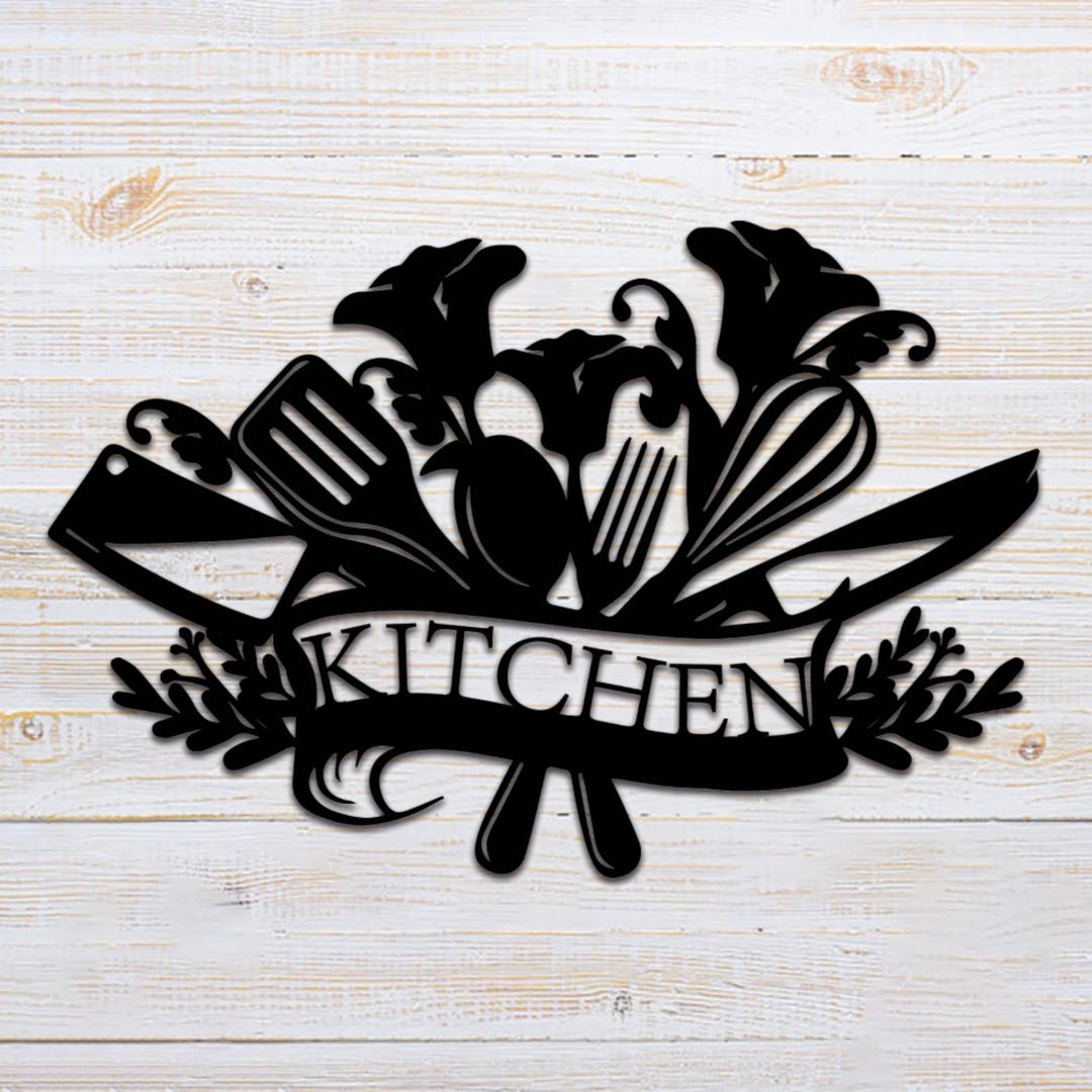 Custom Kitchen Metal Sign Split Letter Monogram Wall Decor Rustic ...
