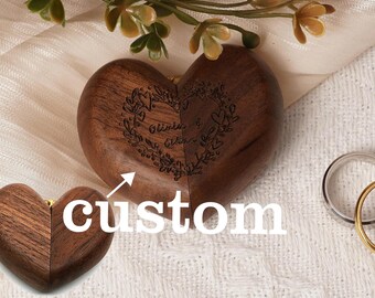 Custom Engraved Name Wooden Love Ring Box, Custom Engagement Ring Box, Ring Collection Box, Solid Wood Jewelry Box, Christmas Gift