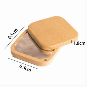 Miroir de maquillage pour femme de poche en bois personnalisé fait main, Petit miroir, Miroir portable, Miroir de beauté rotatif, Magnétique portable, Cadeau pour maman square