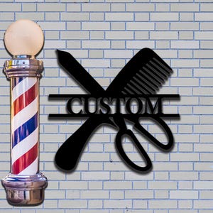 Cartello da parete in metallo personalizzato per parrucchiere, cartello in metallo personalizzato con nome del salone, cartello per barbiere, regalo per taglio di capelli, regalo per cosmetologo, per papà