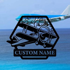 Custom Aircraft Metal Sign, Personalized Plane Name Wall Hanging Decor, Pilot Name Sign, Home Decor, Plane Lover Gift, Children&#39;s Room Decor