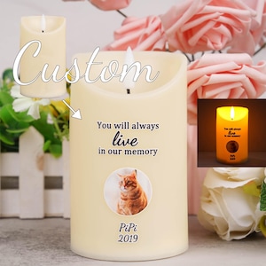 Custom Pet Photo Memorial Led Candle,Personalized Birthday Gift,Deceased Family Members, Custom Candle With Name,In Loving Memory Flameless