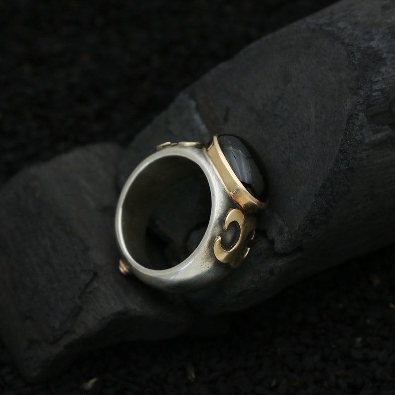 Ancient Roman Style Green Tourmaline Ring, 18k Gold & Sterling Silver ...