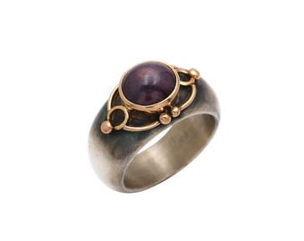 Oud-Romeinse robijnsterring, 18k goud en sterlingzilver
