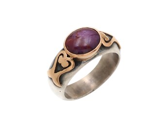 Oud-Romeinse robijnsterring, 18k goud en sterlingzilver, handgemaakt