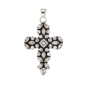 Natural Cubic Zirconia Sterling Silver 925 Pendant, Cross Cubic Zirconia Pendant, Christmas Pendant, Fashion Pendant, Aug.Birthstone Pendant