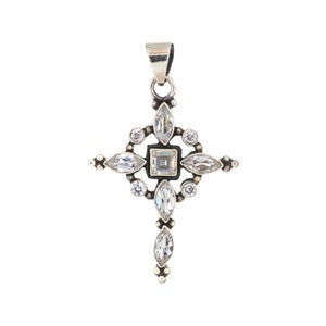 Natural Cubic Zirconia Sterling Silver 925 Pendant, Cross Cubic Zirconia Pendant, Christmas Pendant, Fashion Pendant, Aug.Birthstone Pendant