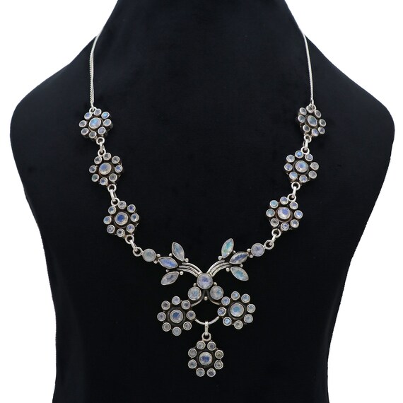 Handmade Sterling Silver Moonstone Necklace, Wings of Fire Design