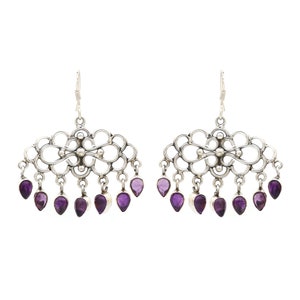 Natural Sterling Silver 925 Earring, Gift For Her, Mom, Wife, Handmade Earring, Birthstone Amethyst Garnet Pearl Black Onyx.