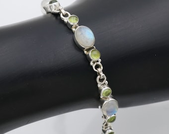Bracelet de créateur en argent sterling avec pierres précieuses