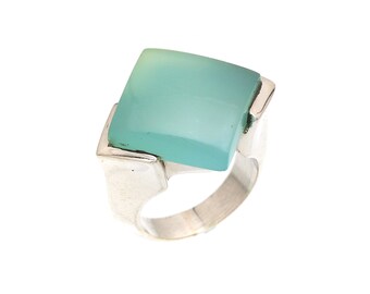 Handmade Sterling Silver Chrysocolla Ring, Gemstone Jewelry