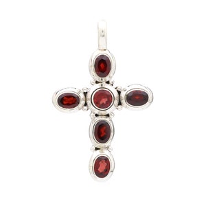 Sterling Silver Gemstone Classic Cross Pendant