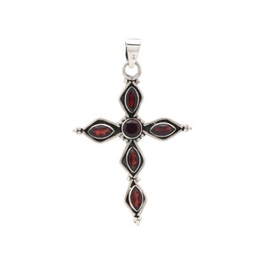 Sterling Silver Gemstone Edgy Cross Pendant