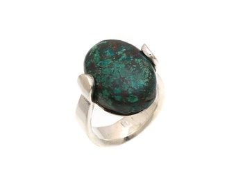 Handmade Sterling Silver Chrysocolla Ring, Gemstone Jewelry