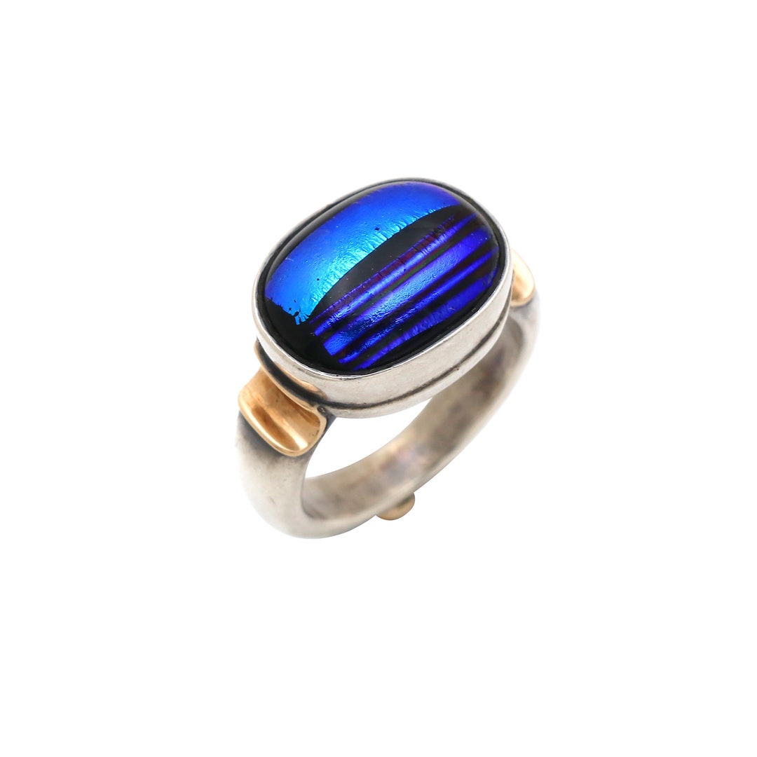 Ancient Roman Style Glass Ring, 18k Gold & Sterling Silver, Handmade - Etsy