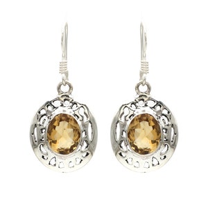 Natural Sterling Silver 925 Earring, Gift For Her, Mom, Wife, Handmade Earring, Birthstone Citrine Smokey Quartz Amethyst.