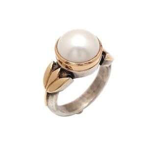 Antique 18k Gold Ancient Roman Ring, 925 Sterling Silver Roman Ring, Ancient Roman Natural Pearl Ring, June Birthstone Ring, Handmade Ring