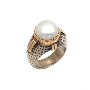 Antique 18k Gold Ancient Roman Ring, 925 Sterling Silver Roman Ring, Ancient Roman Natural Pearl Ring, June Birthstone Ring, Handmade Ring