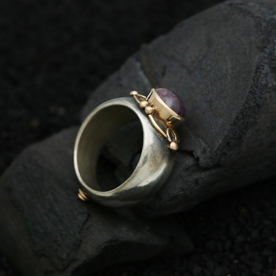 Ancient Roman Star Ruby Ring, 18k Gold & Sterling Silver - Etsy