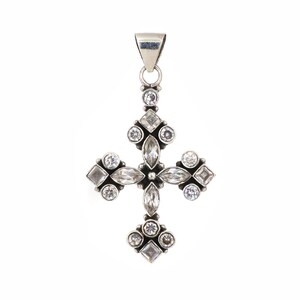Natural Cubic Zirconia Sterling Silver 925 Pendant, Cross Cubic Zirconia Pendant, Christmas Pendant, Fashion Pendant, Aug.Birthstone Pendant