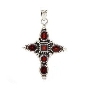 Sterling Silver Gemstone Designer Cross Pendant