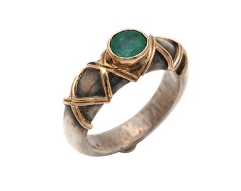 Antique 18k Gold Ancient Roman Ring, 925 Sterling Silver Roman Ring, Ancient Roman Natural Emerald Ring, May Birthstone Ring, Handmade Ring