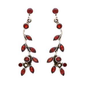 Natuurlijke sterlingzilveren 925-oorbel, cadeau voor haar, moeder, vrouw, handgemaakte oorbel, geboortesteen granaat amethist zirkonia maansteen.
