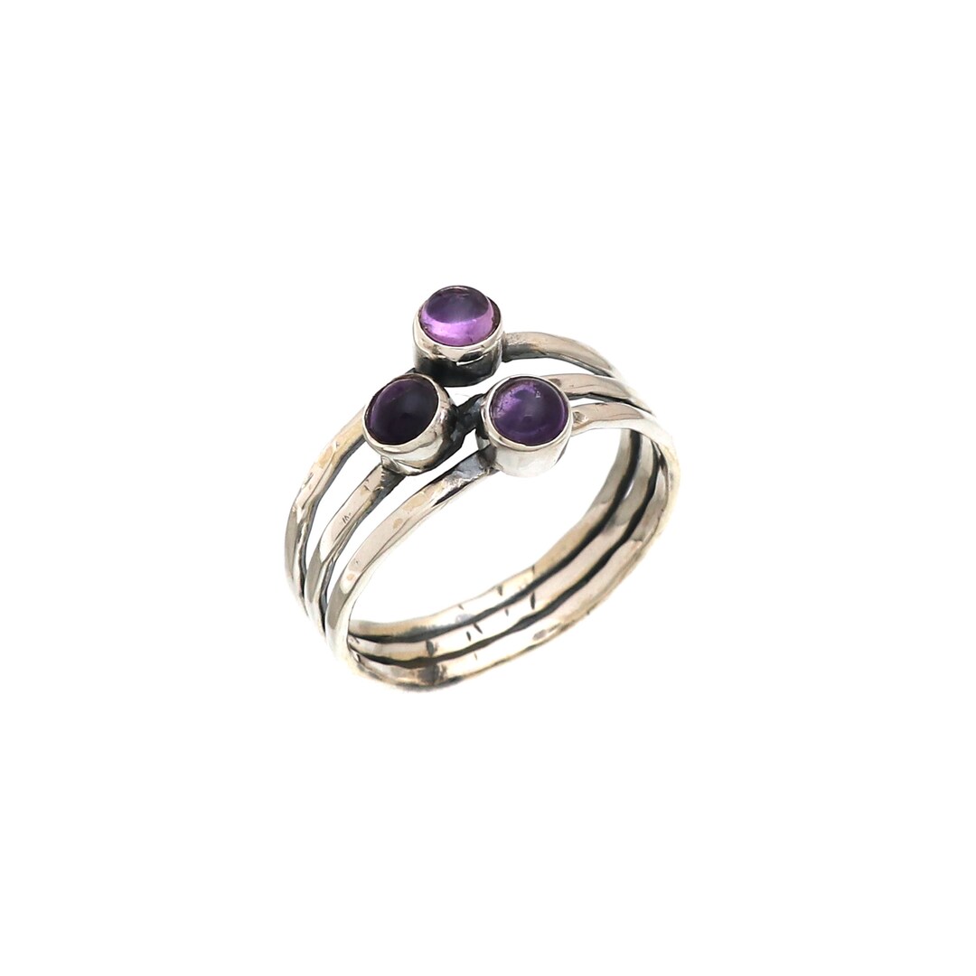 Anello Donna In Argento 925 Fatto A Mano – Ovale Con Granato, Corniola, Onice E Ametista – Pietre Preziose Naturali, Misura 25 - 2