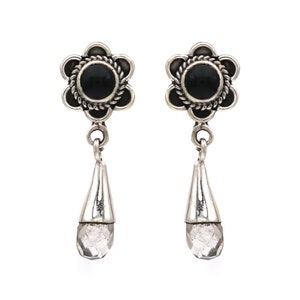 Natural Sterling Silver 925 Earring, Gift For Her, Mom, Wife, Handmade Earring, Birthstone Black Onyx Garnet Citrine Rose Quartz Red Onyx .