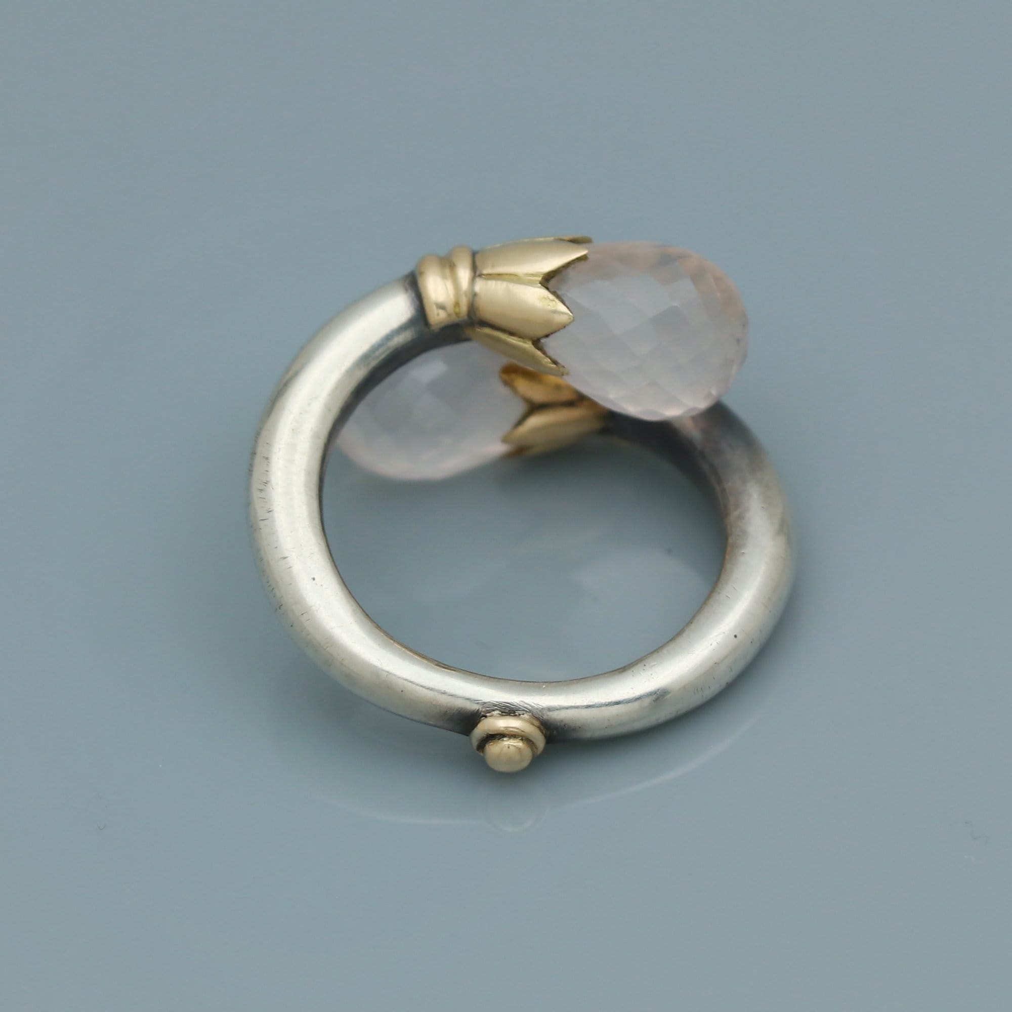 Ancient Roman Style Rose Quartz Ring, 18k Gold & Sterling Silver - Etsy