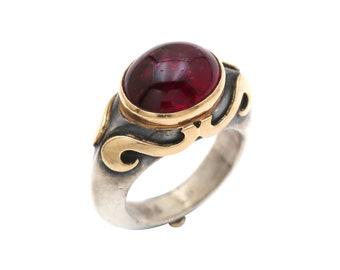 Antique 18k Gold Ancient Roman Ring, 925 Sterling Silver Roman Ring, Ancient Roman Natural Pink Tourmaline Ring, October Birthstone Ring,