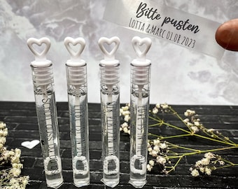 Seifenblasen personalisiert, Gastgeschenk Hochzeit, Standesamt, Trauung - 10er Set