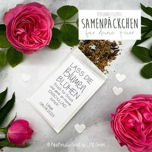 Seed packet guest gift personalized white - family celebration, birthday, wedding, baptism set of 10