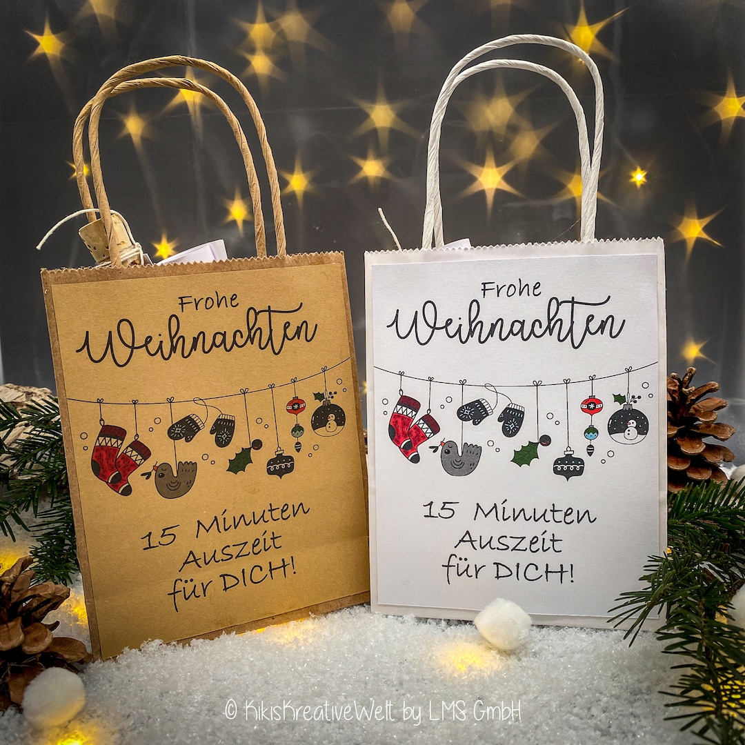 15 Minuten Weihnachten Auszeit für DICH Geschenk in der Tüte, Geschenk 